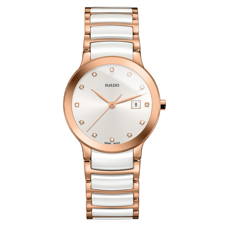 Rado Centrix jubilé quartz céramique blanche/or rose femme