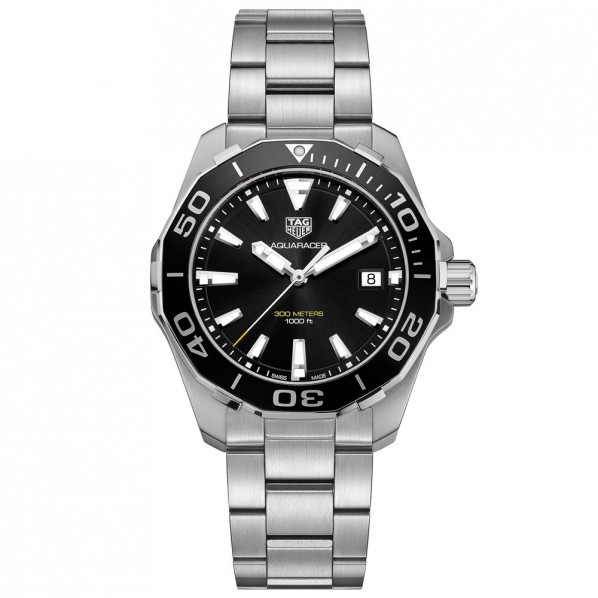 montre homme TAGHEUER AQUARACER QUARTZ 41 MM cadran noir bracelet acier
