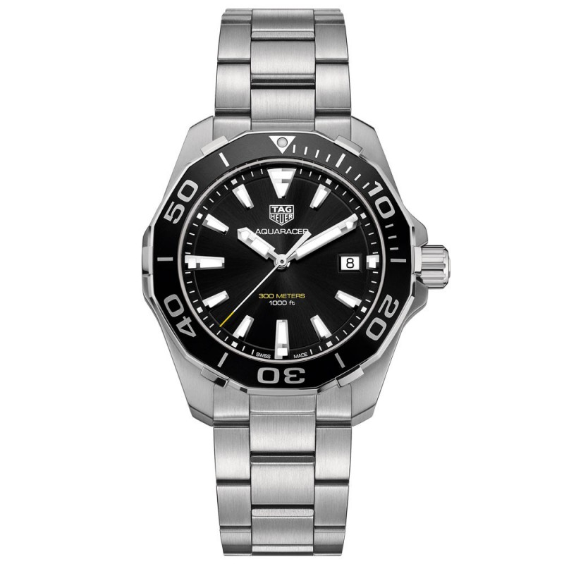 montre homme TAGHEUER AQUARACER QUARTZ 41 MM cadran noir bracelet acier